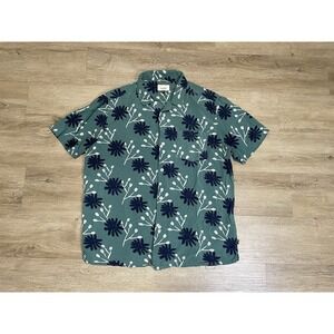 Civil Society Shirt Mens Sz L Green Short Sleeve Button Up Hawaiian Floral Aloha